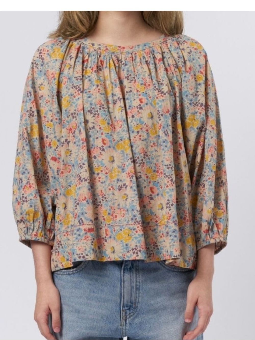 The Great. Patio Blouse Tunic Top in spring bloom floral sz 3 Large